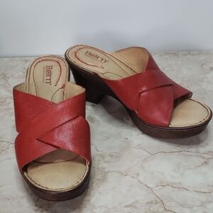 Born Women's Red Leather Mules
